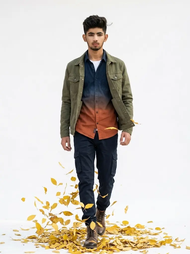 Autumn White Backdrop Portrait