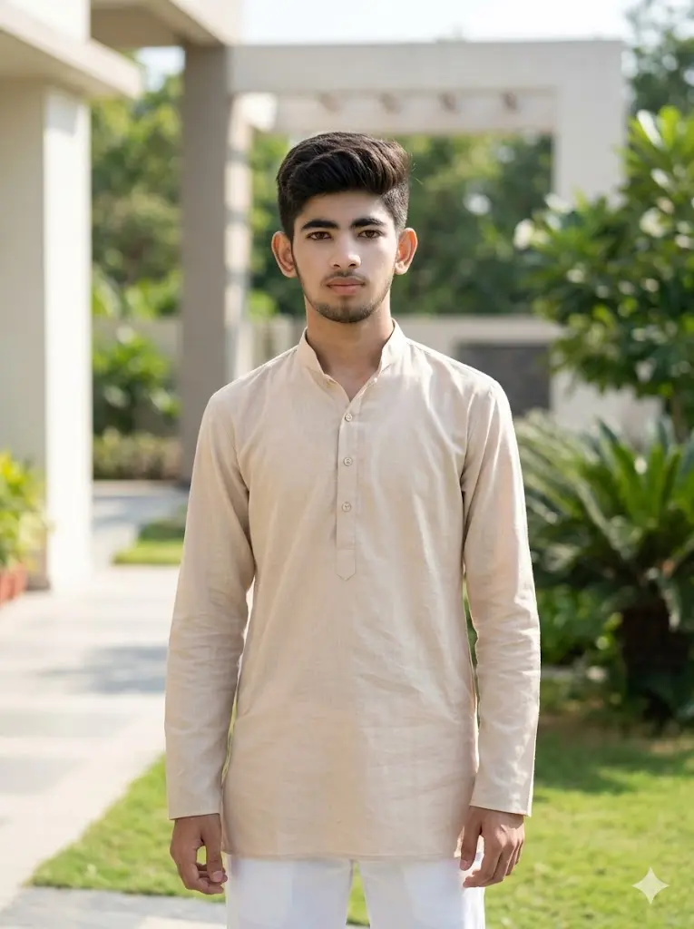 Beige Kurta Minimal Elegant Shot
