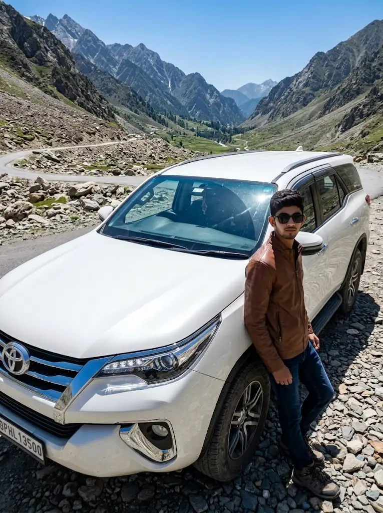 Mountain White Fortuner Explorer Shot