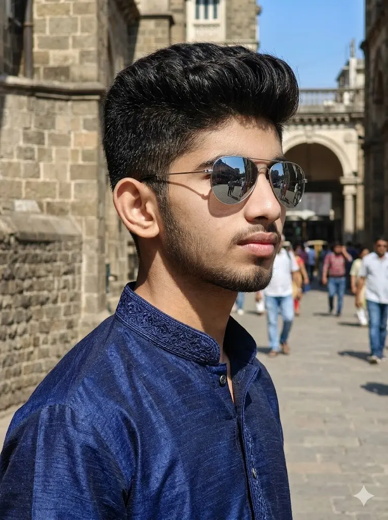 Navy Blue Kurta Sunglasses Side Angle