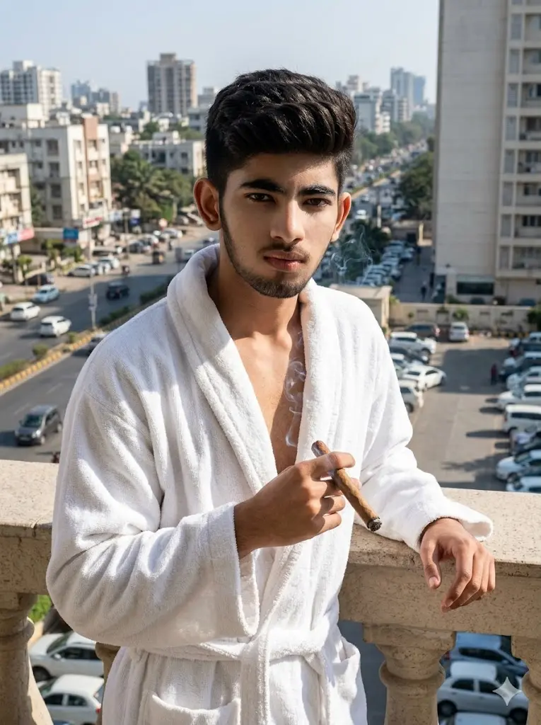 Smoking Boss Balcony Portrait