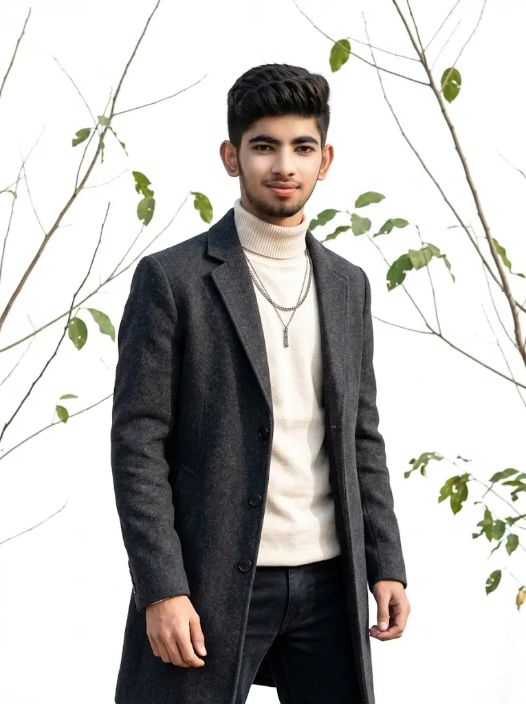 White Background Woodland Fashion Portrait