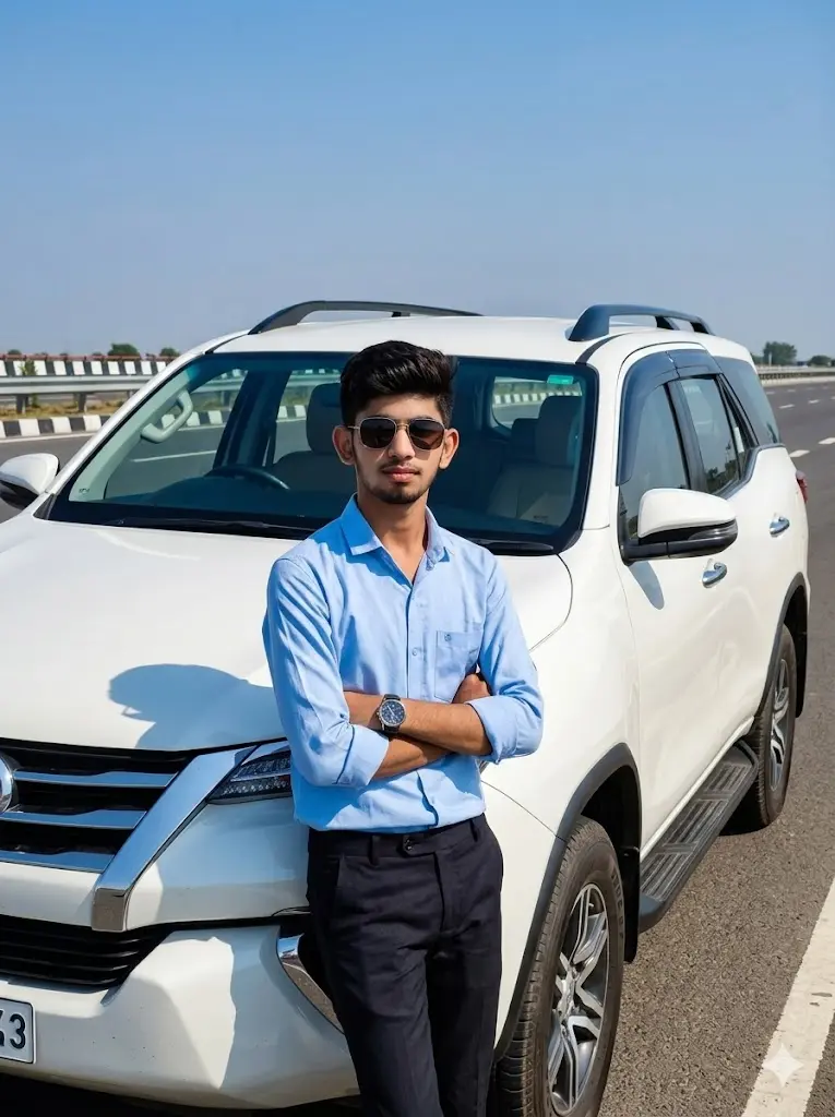 White Fortuner Highway Power Stance