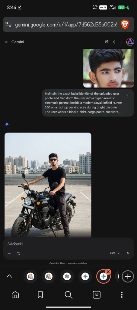Generate royal enfield image with Gemini Prompts 