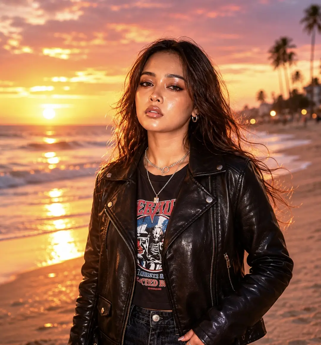 Aesthetic Beach Sunset Portrait Prompt