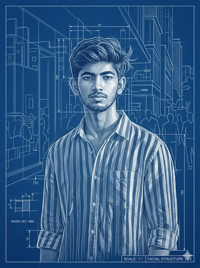 Architectural Blueprint Portrait