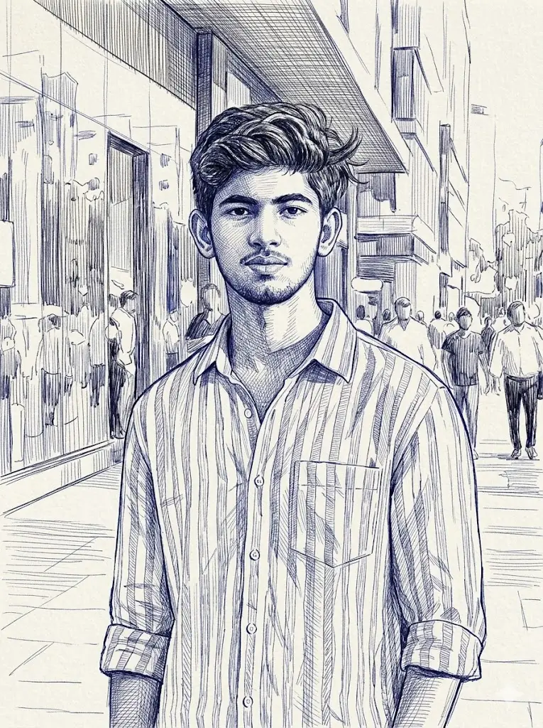 Ballpoint Pen Portrait Illustration