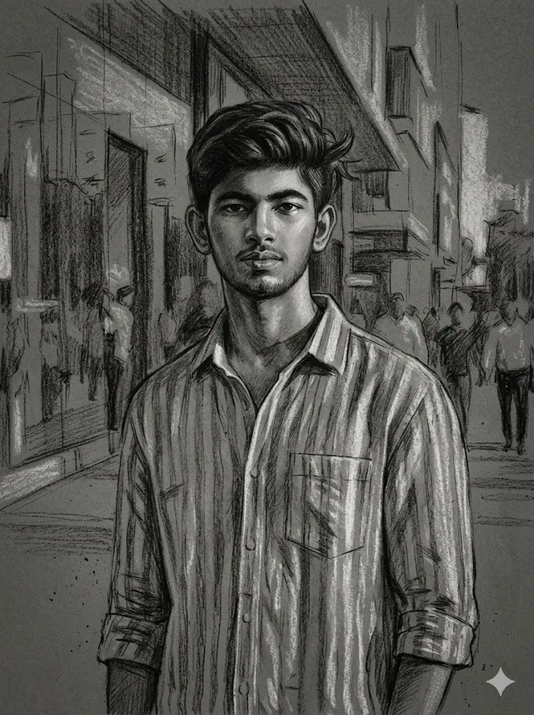 Charcoal Shadow Portrait