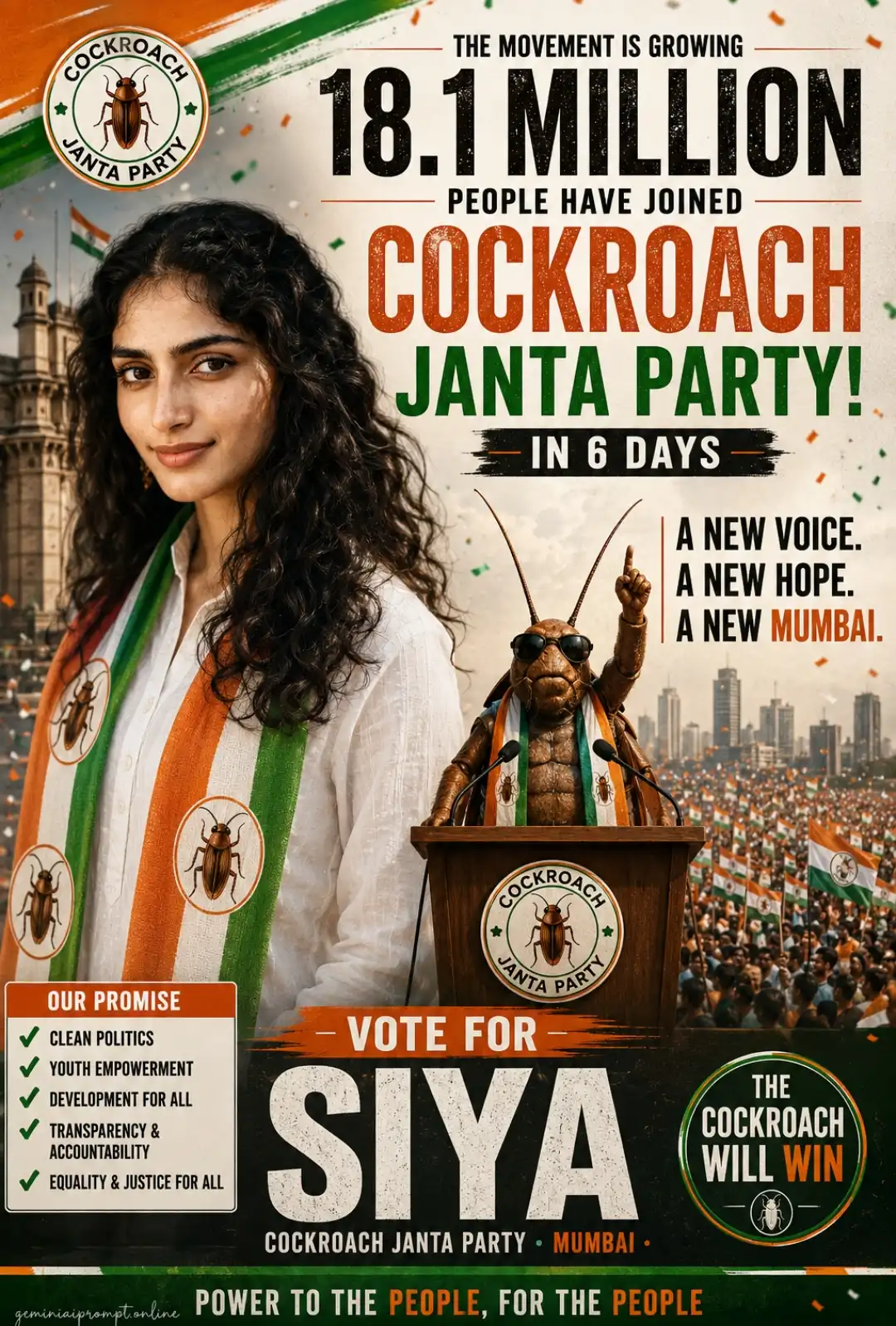 Cockroach Janta Party Record Breaking Followers Milestone Poster Prompt