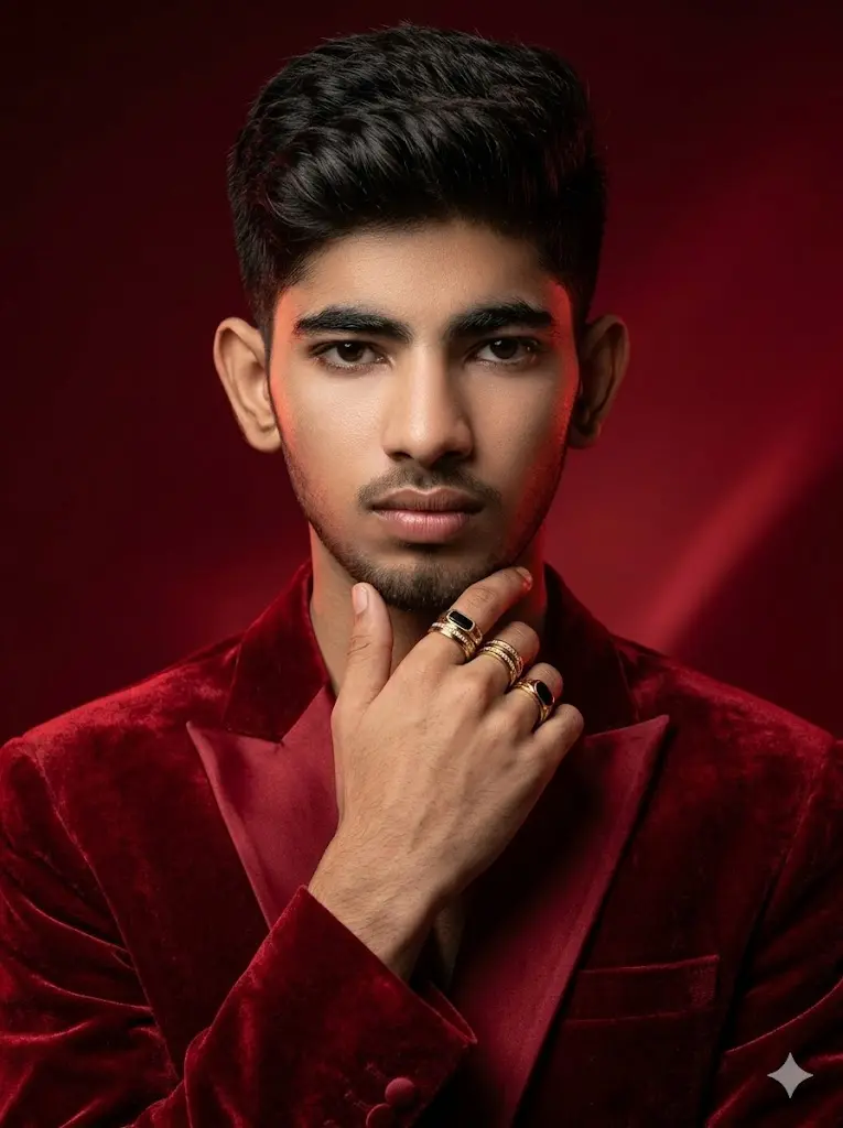 Crimson Red Fashion King Portrait