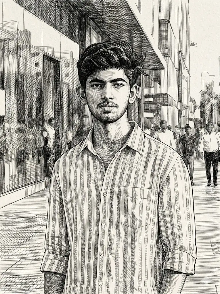 Cross-Hatch Illustration Portrait