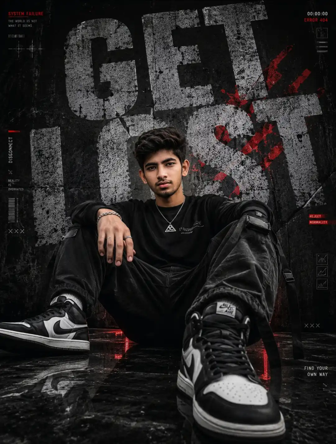 11 Instagram Trending AI Image Prompt For Boy: Upload Your Photo & Look Like an Instagram Model Instantly Dark GET LOST Cyber Streetwear Poster Dark “GET LOST” Cyber Streetwear Poster