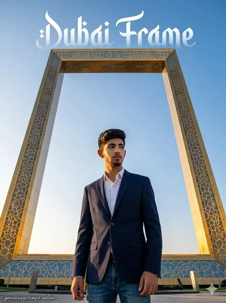 Dubai Frame Golden Perspective Portrait
