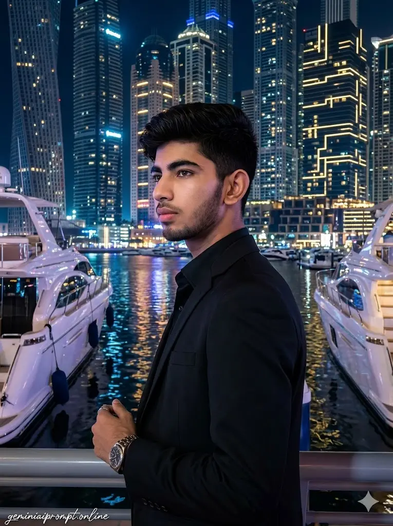 Dubai Marina Night Rich Lifestyle Shot