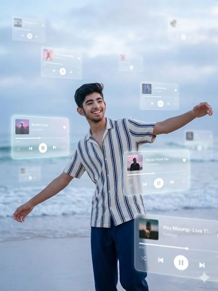 Floating Music Cards Beach Dance Effect
