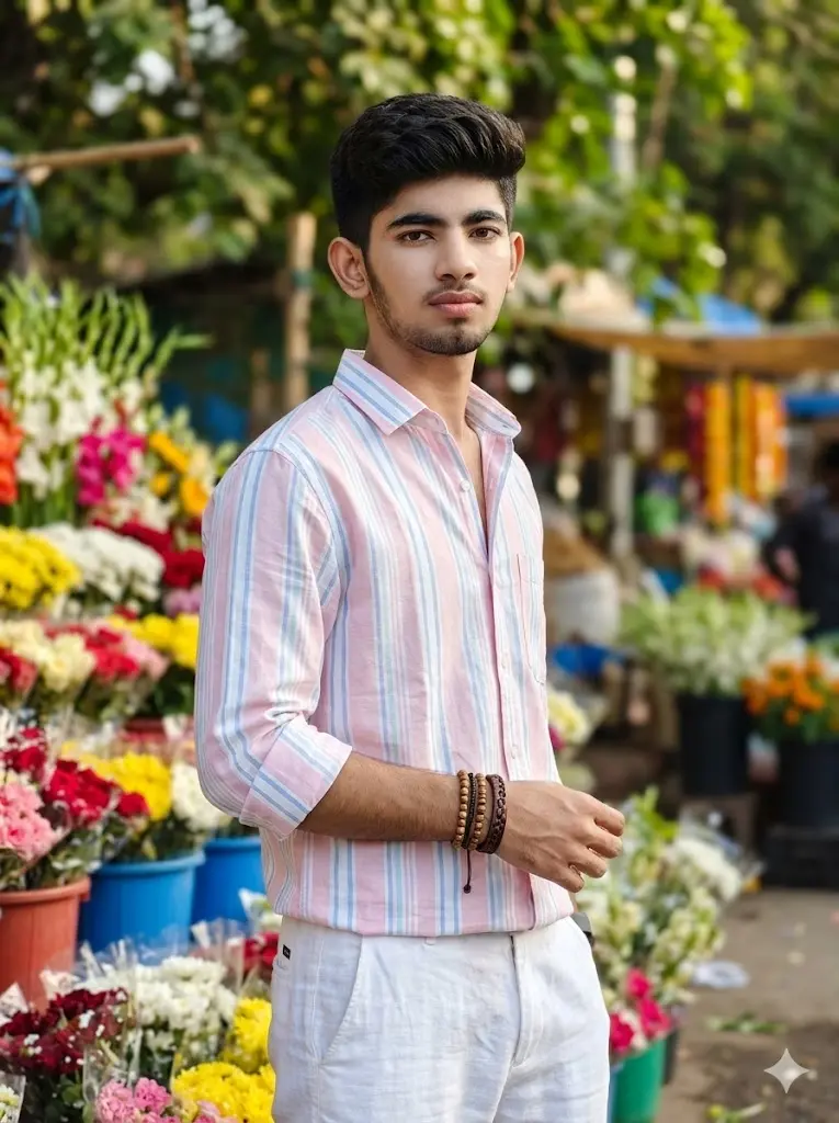 Flower Market Striped Portrait