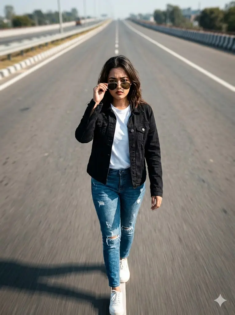 Highway Walk Attitude Girl
