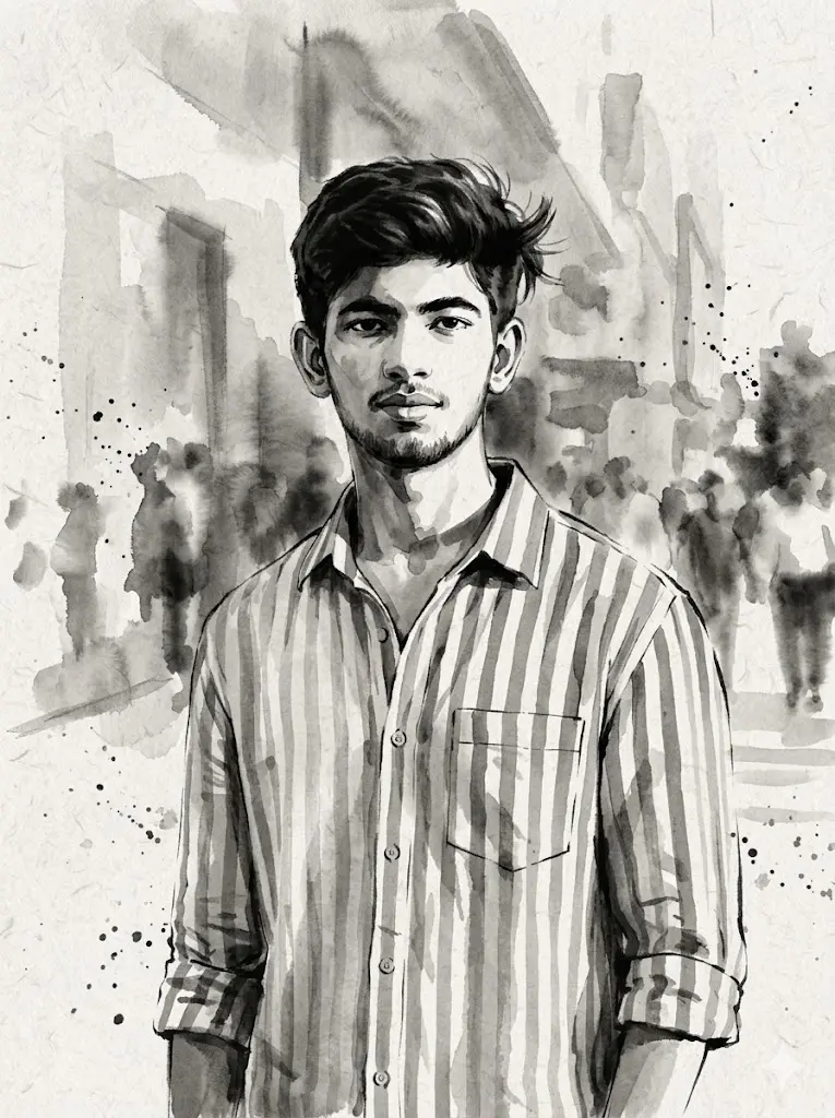 Ink Wash Portrait Sketch