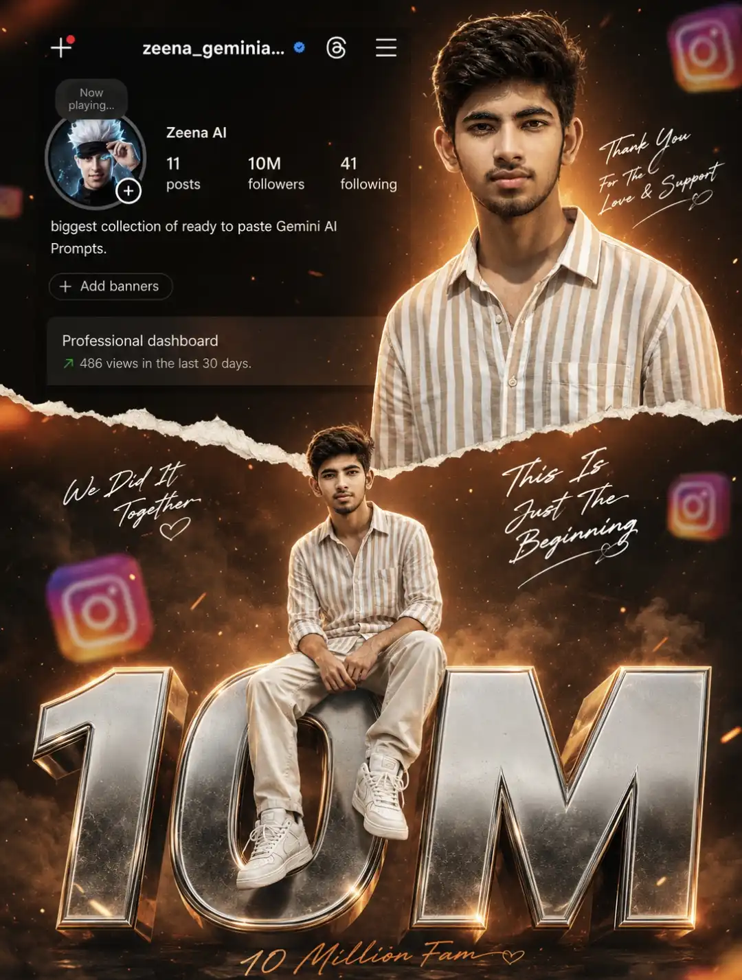 Prompt Seen Trending Boy Instagram AI Photo Prompts Instagram Milestone Photo Editing Prompts Instagram Milestone Photo Editing Prompt ChatGPT