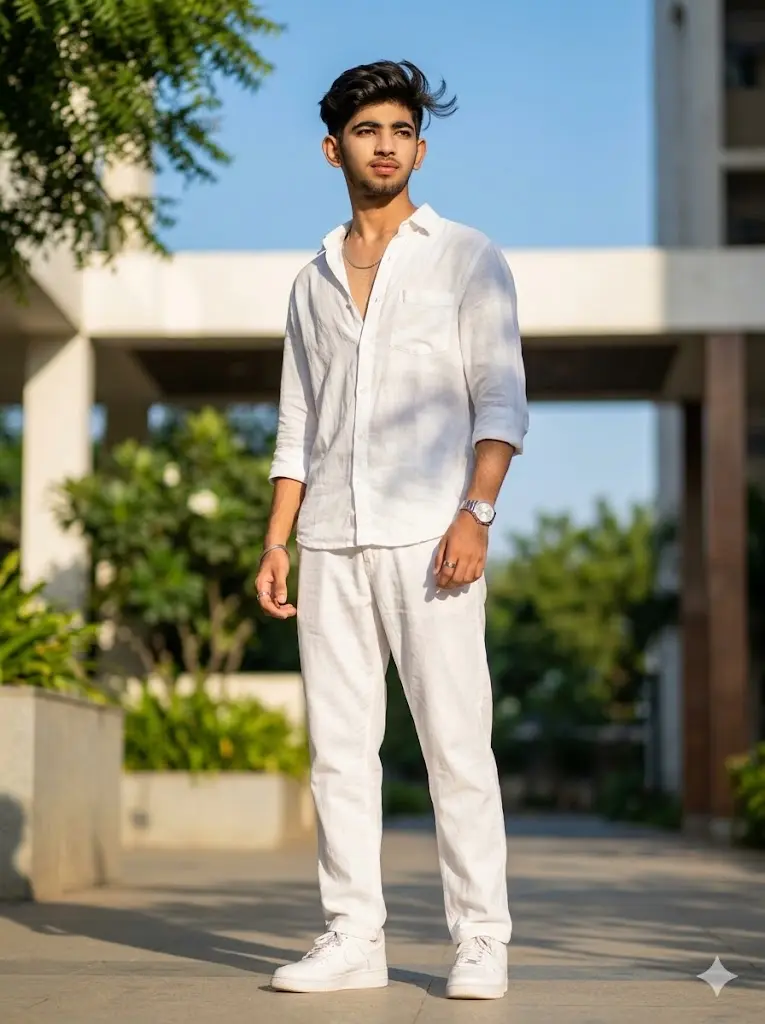 Minimal White Summer Outfit Portrait