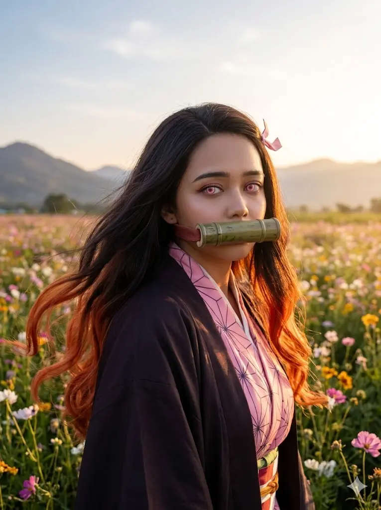 Nezuko Sunrise Field Portrai