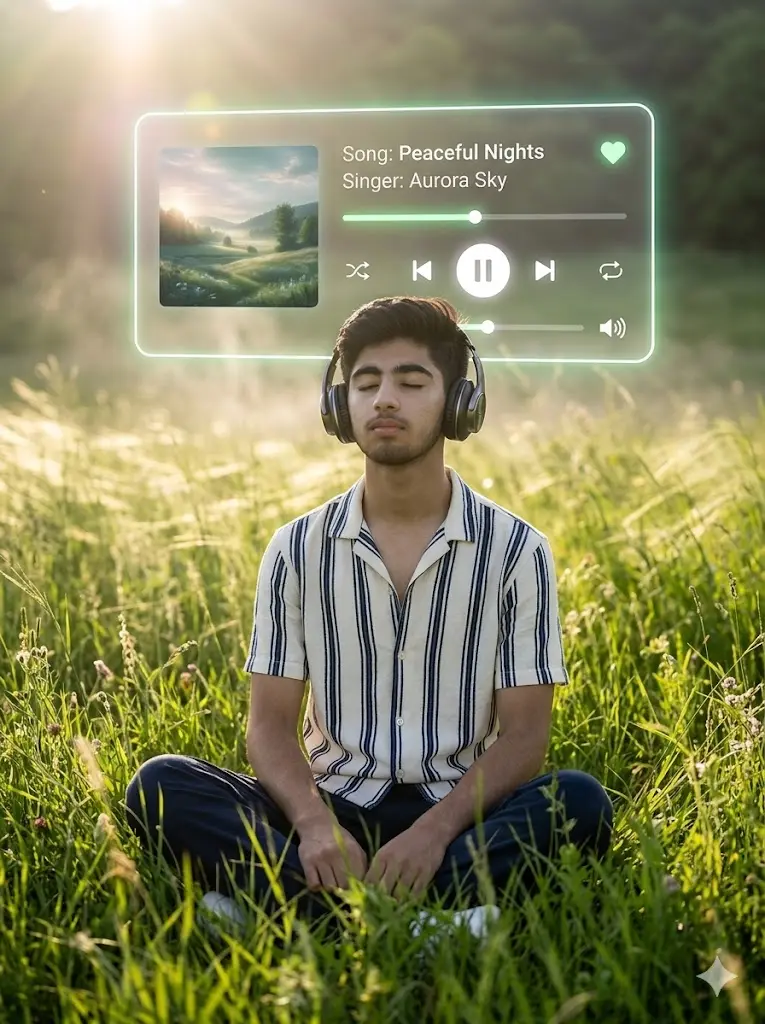 Peaceful Green Field Music Meditation Scene