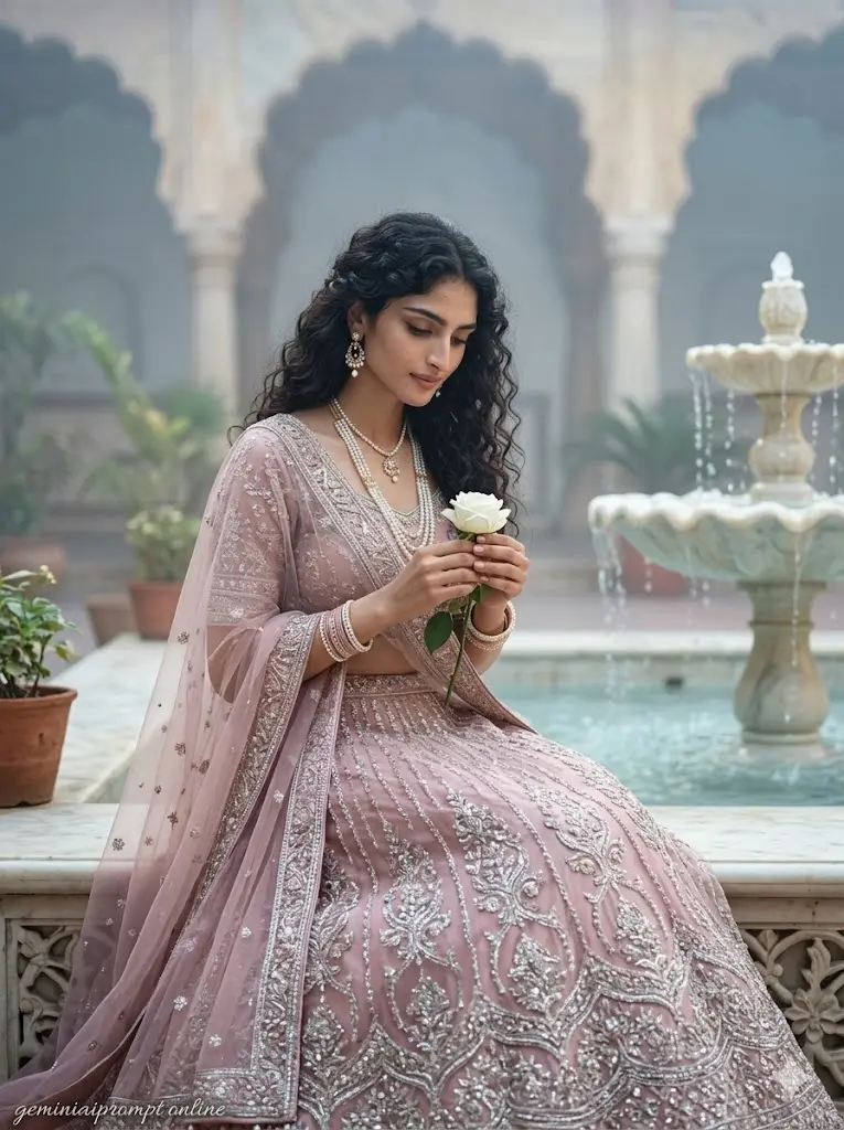 Stylish AI Lehenga Photo Editing Prompts for Girls Royal Pink Princess Lehenga Portrait Royal Pink Princess Lehenga Portrait