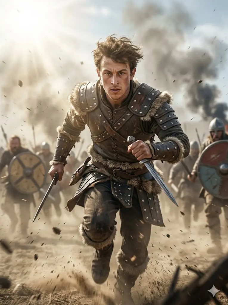 Running Through Battlefield Dust Scene