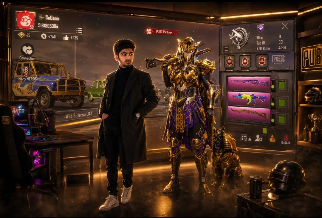 Standing Beside PUBG Character With Stats Behind