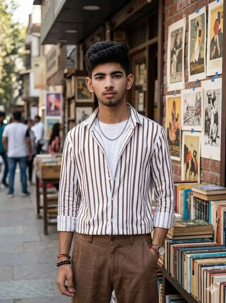 Street Bookstore Striped Portrait