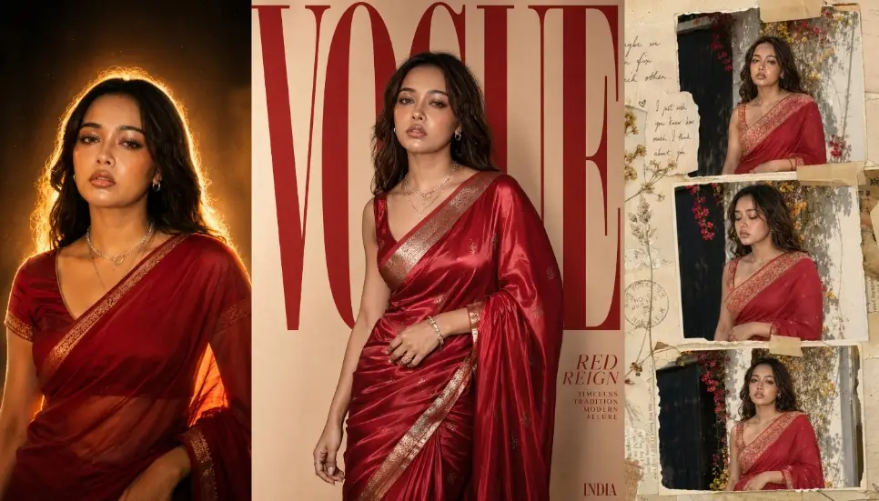 Traditional Girl In Red Saree Ai Prompt