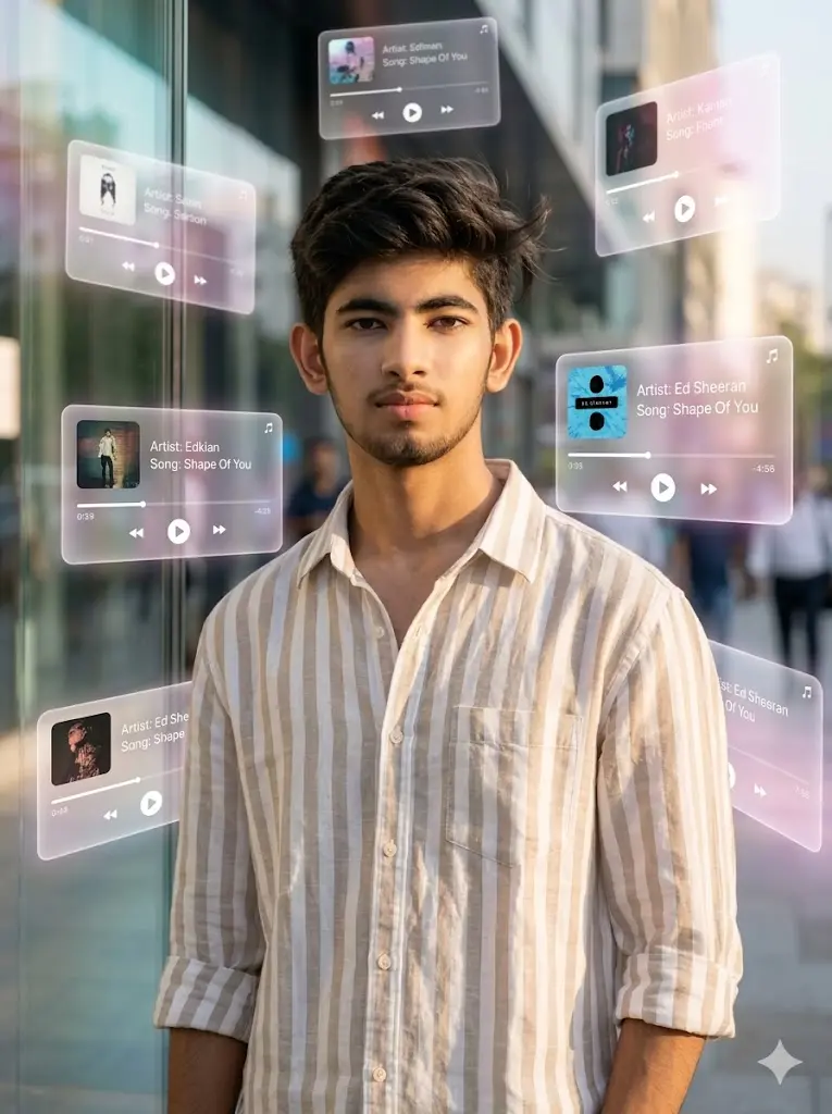 Transparent Floating Apple Music Cards Aesthetic