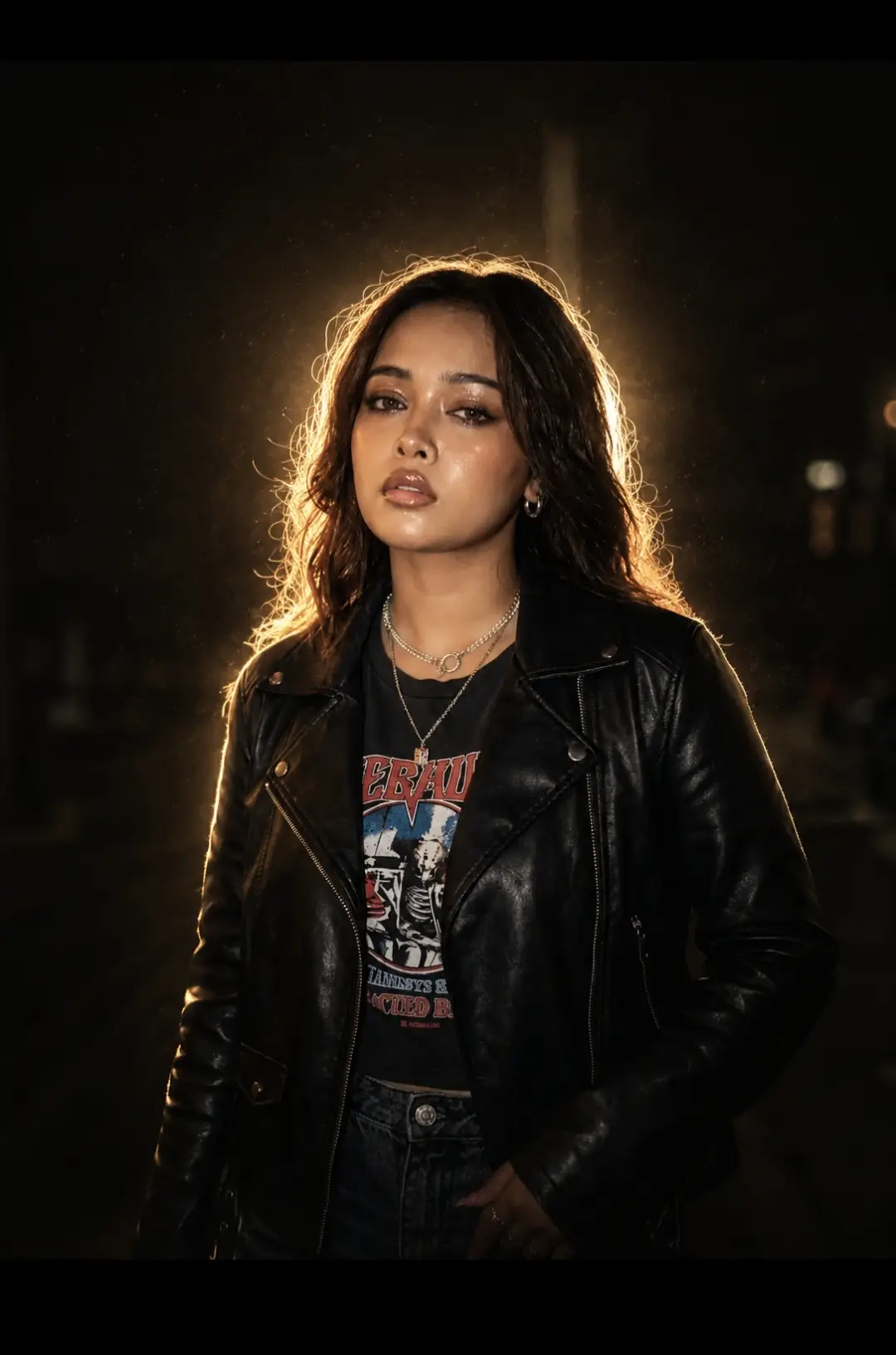 Trending Cinematic Night Portrait Photo Prompt For Girls