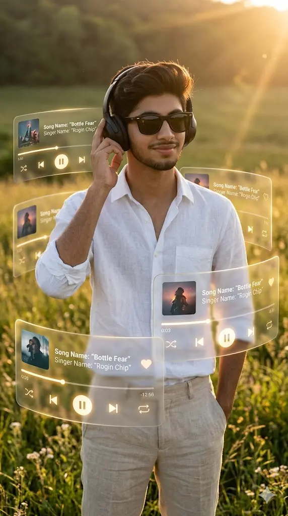Prompt Seen Trending Boy Instagram AI Photo Prompts Trending Music Cards Around The User Effect Prompt Trending Music Cards Around The User Effect Prompt