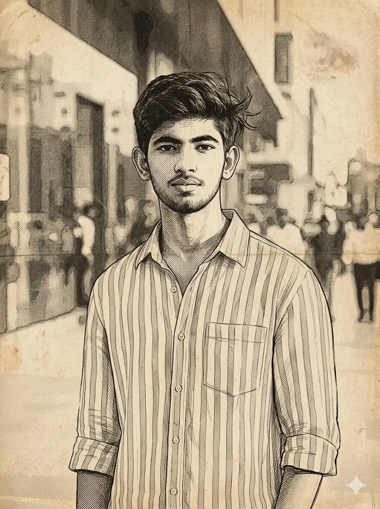 Vintage Newspaper Sketch Portrait