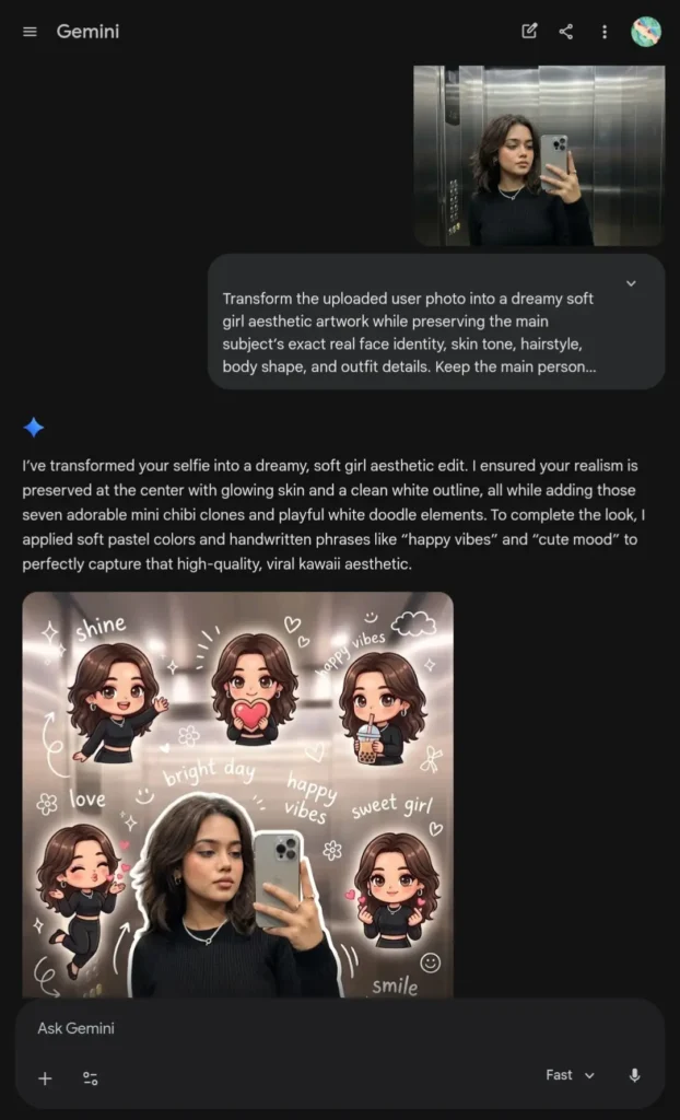 Generate trending girl image in Gemini