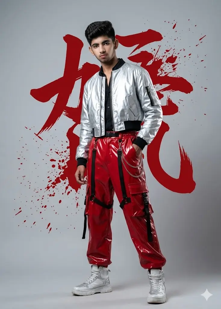 Prompt Seen Trending Boy Instagram AI Photo Prompts stylized red poster Stylized Red Poster for boy