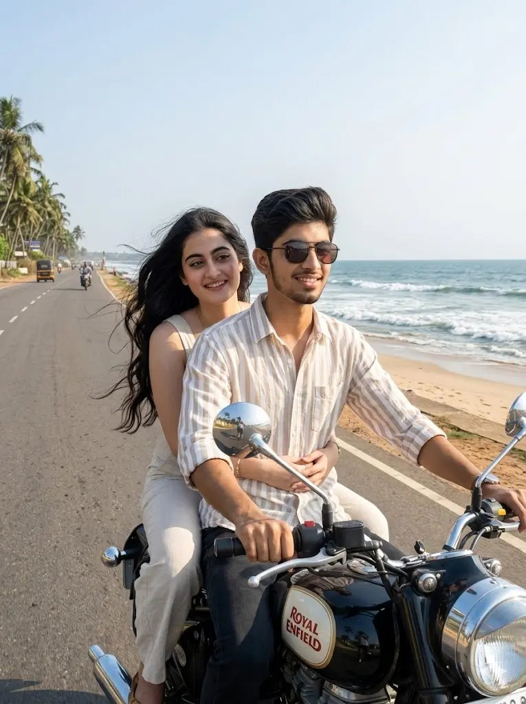 Beach Road Couple Motorcycle Ride