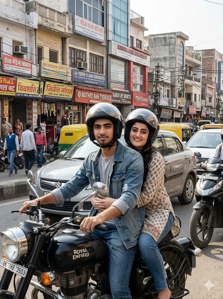 City Street Couple Bike Ride