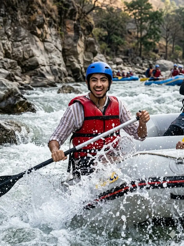 Realistic Adventure Sports Photo Gemini Prompts River Rafting Action Adventure River Rafting Action Adventure