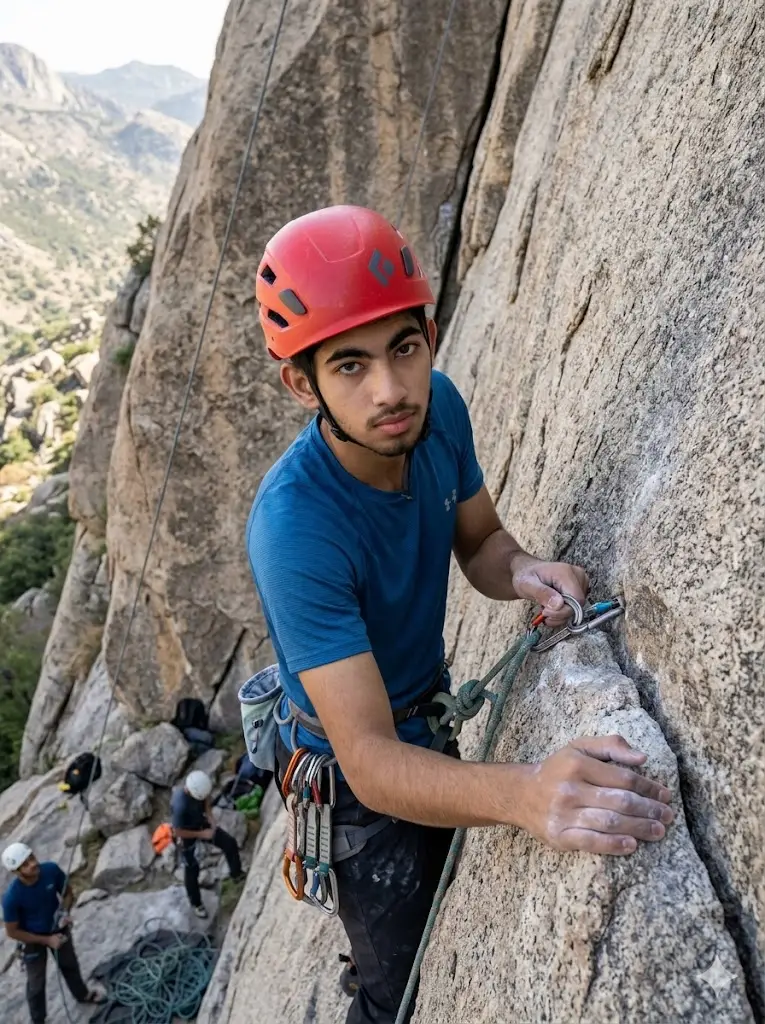 Realistic Adventure Sports Photo Gemini Prompts Rock Climbing Outdoor Portrait Rock Climbing Outdoor Portrait