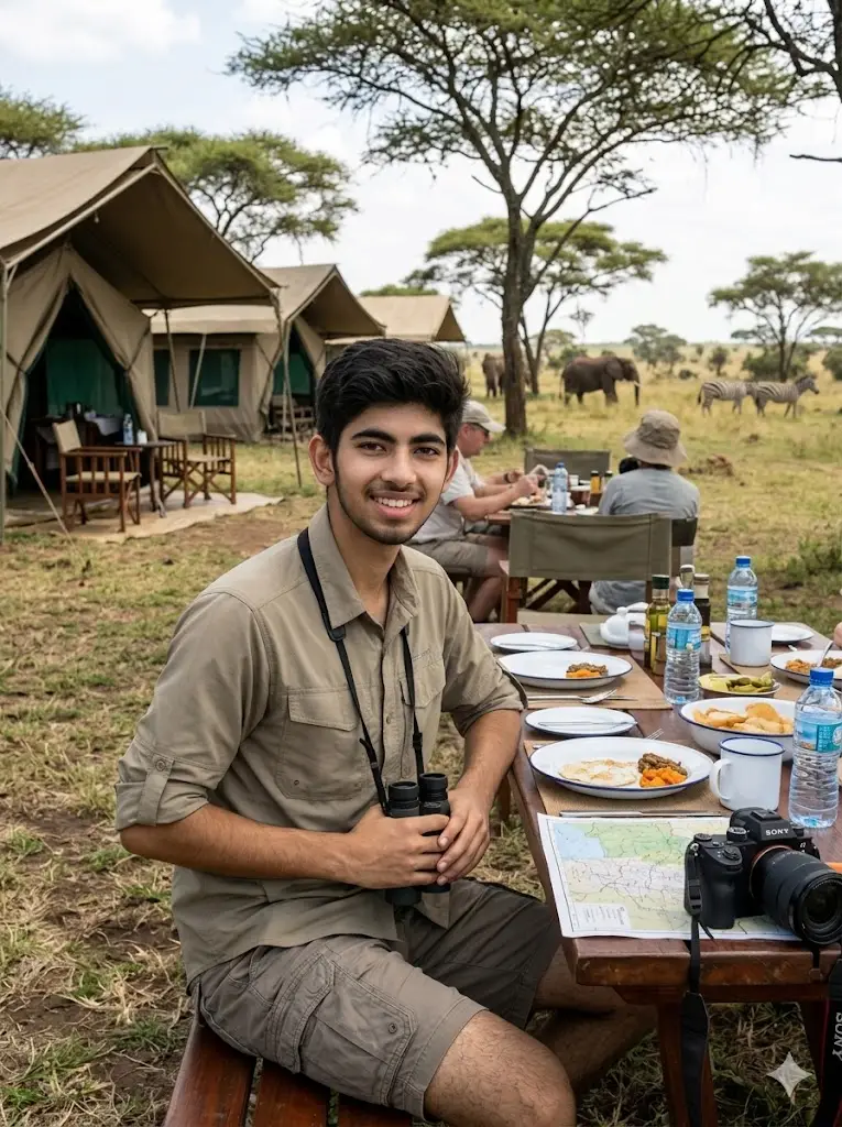 Gemini African Jungle Safari Prompts Safari Campfire Lunch Break Scene Safari Campfire Lunch Break Scene