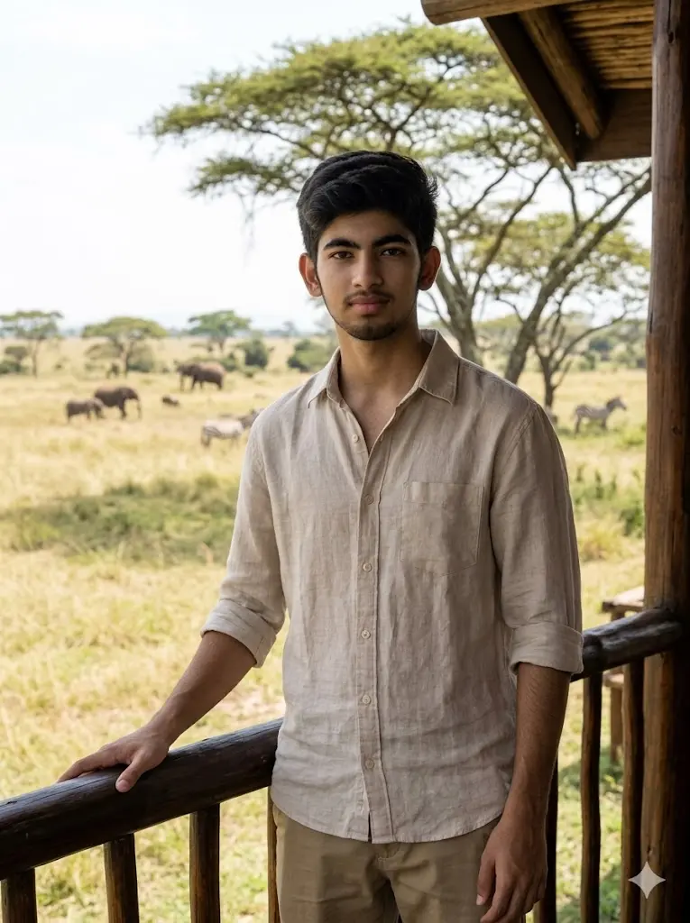 Gemini African Jungle Safari Prompts Safari Lodge Balcony Morning Portrait Safari Lodge Balcony Morning Portrait