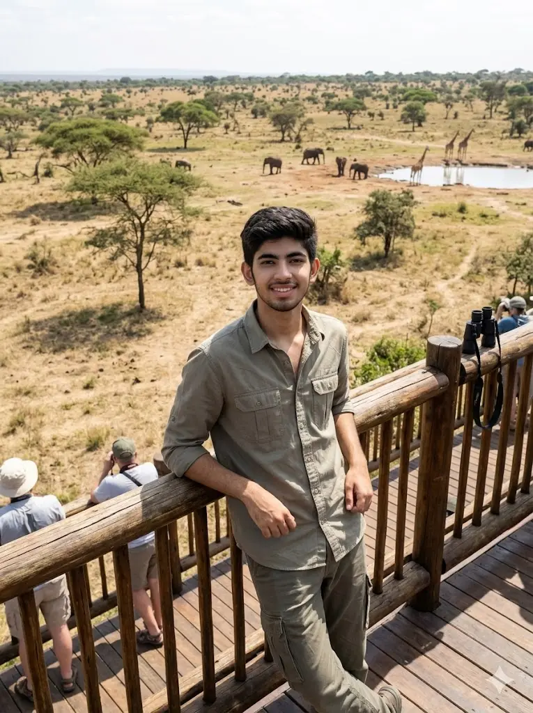 Gemini African Jungle Safari Prompts Safari Observation Tower Portrait Safari Observation Tower Portrait