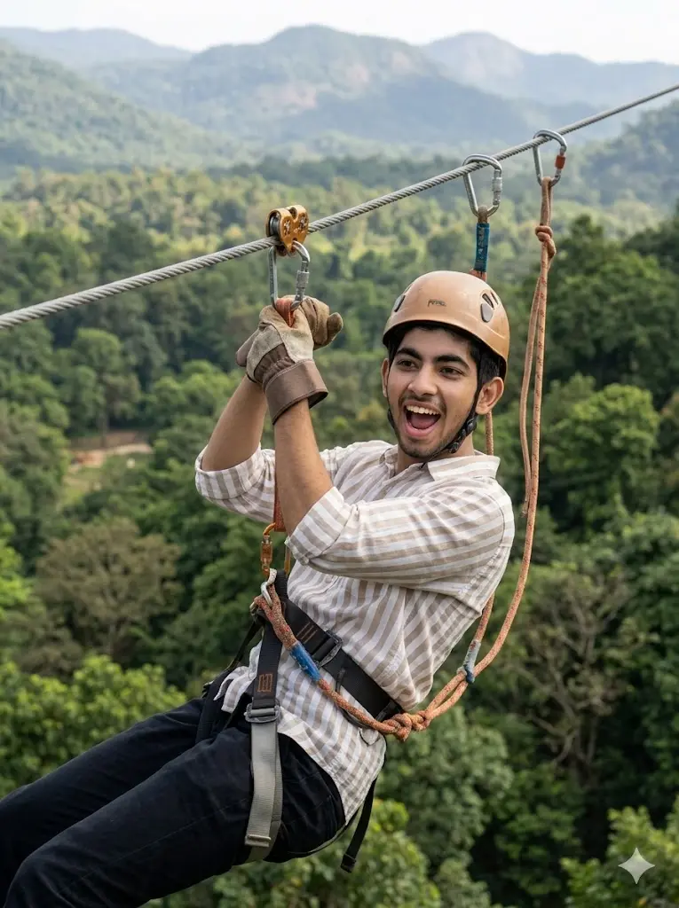 Realistic Adventure Sports Photo Gemini Prompts Zipline Forest Adventure Zipline Forest Adventure