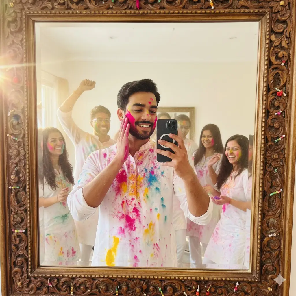 Gemini AI gemini ai Holi Prompt For Men selfie