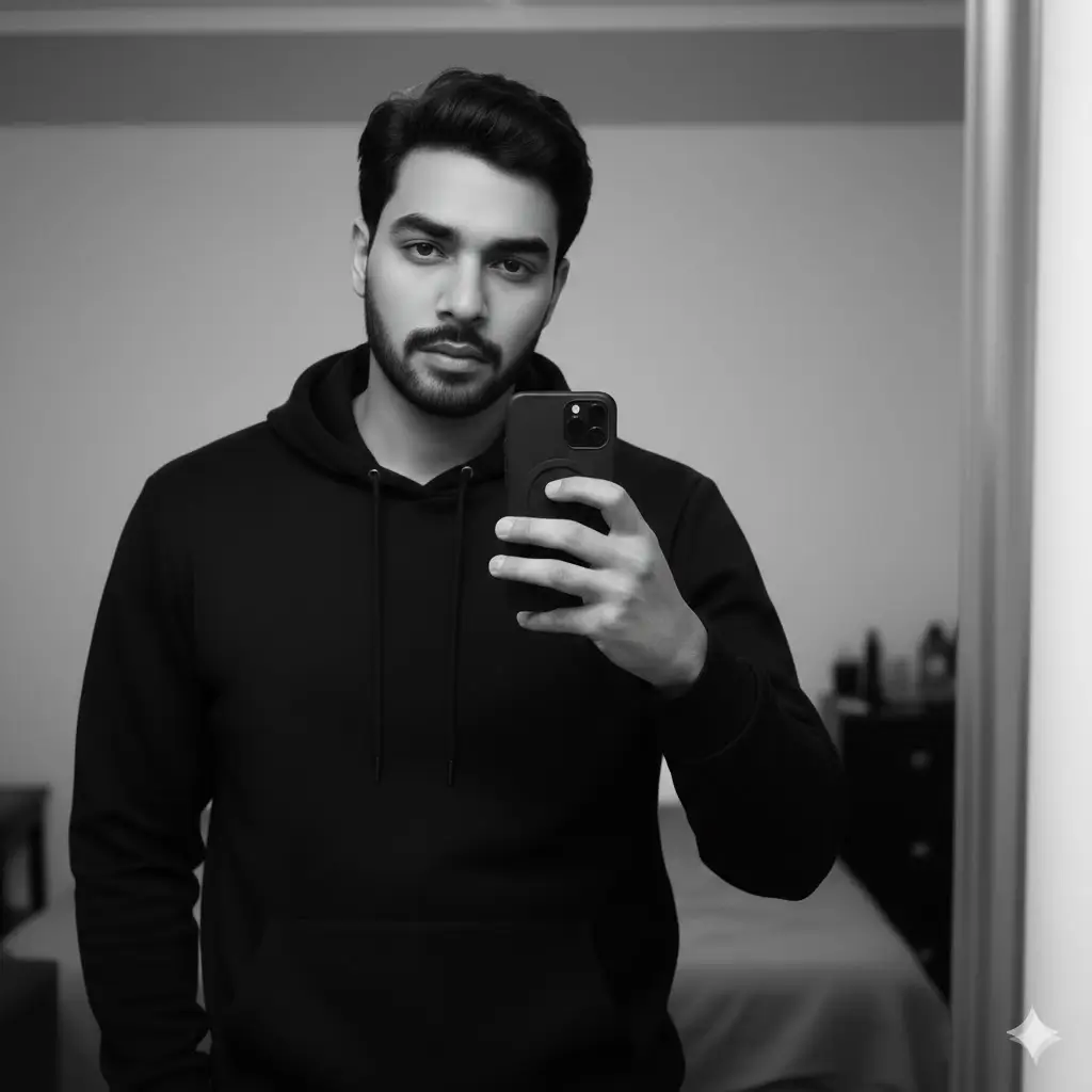 Gemini greyscale Mirror Selfie Prompts for Boys