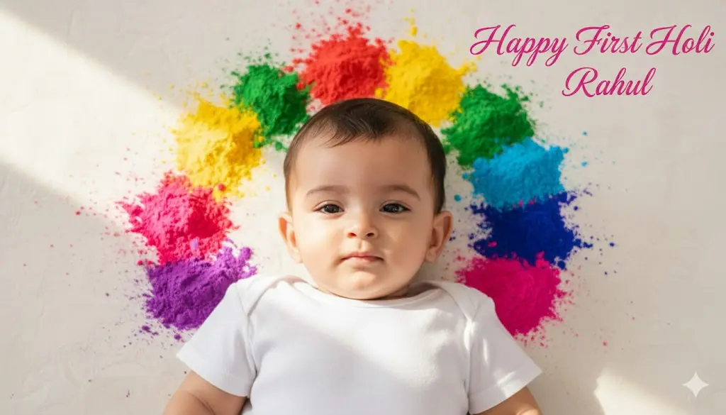 Holi prompt baby boy rainbow