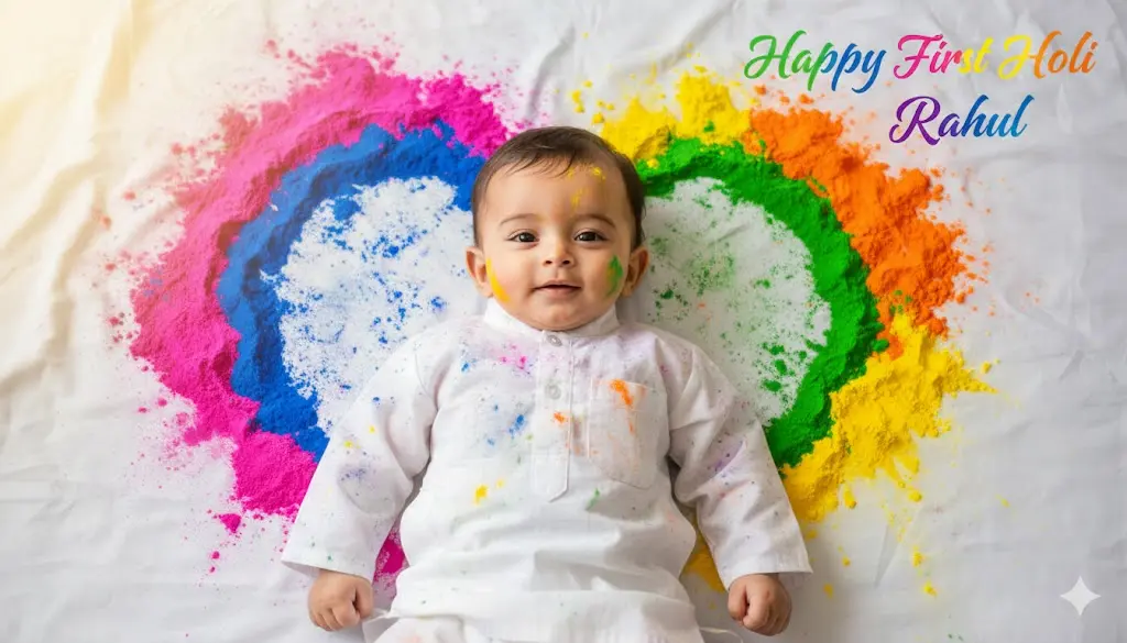 Holi prompt baby boy rangoli