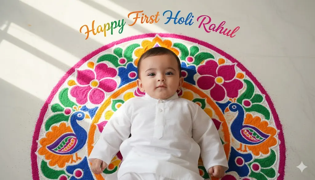 Holi prompt baby boy rangolis